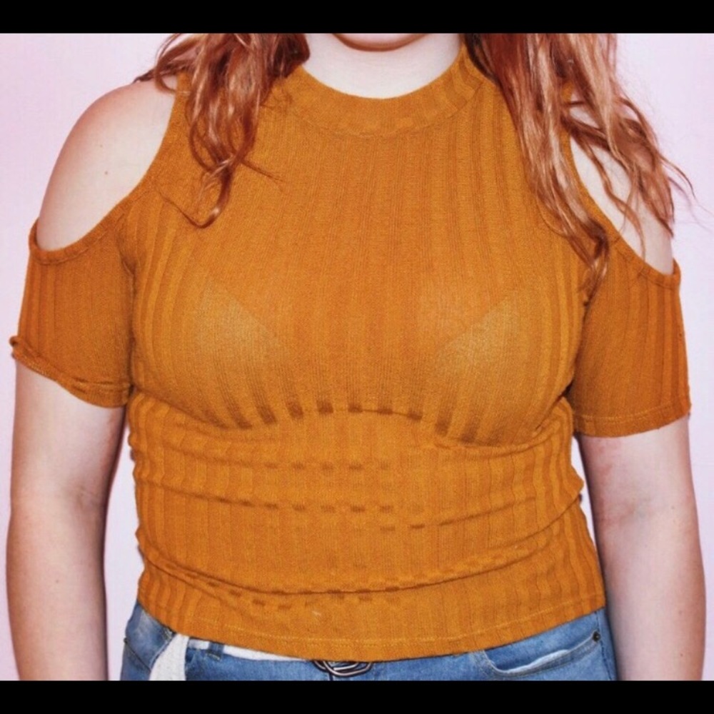 Mustard Open Shoulder Pacsun Top